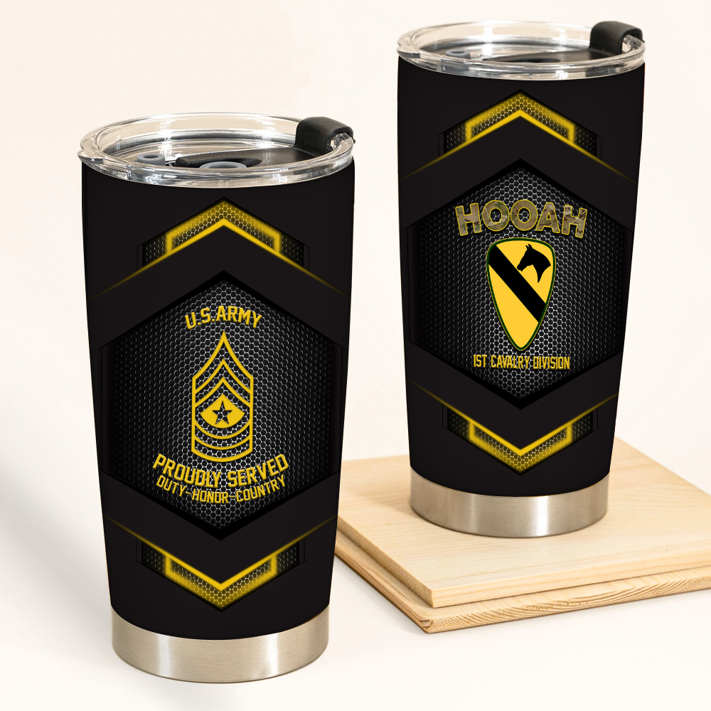 Army Veteran Custom Tumbler Proudly Served Hooah Personalized Gift