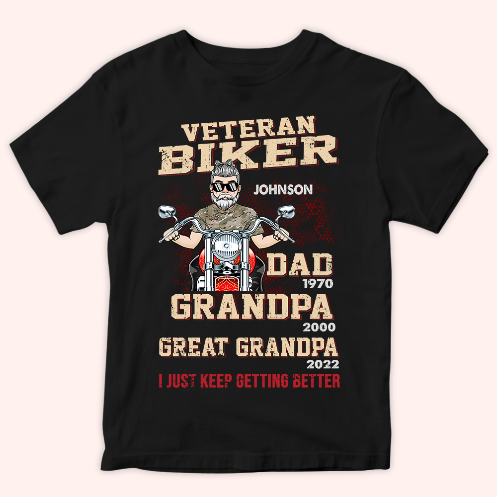Veteran Biker Custom Shirt Dad Grandpa Great Grandpa Personalized Gift for Father's Day