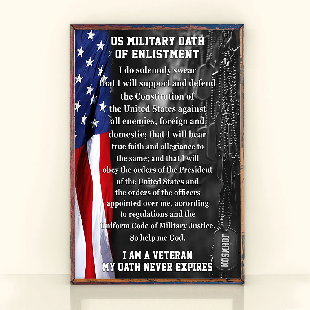 Veteran Custom Poster US Military Oath Of Enlistment Personalized Gift