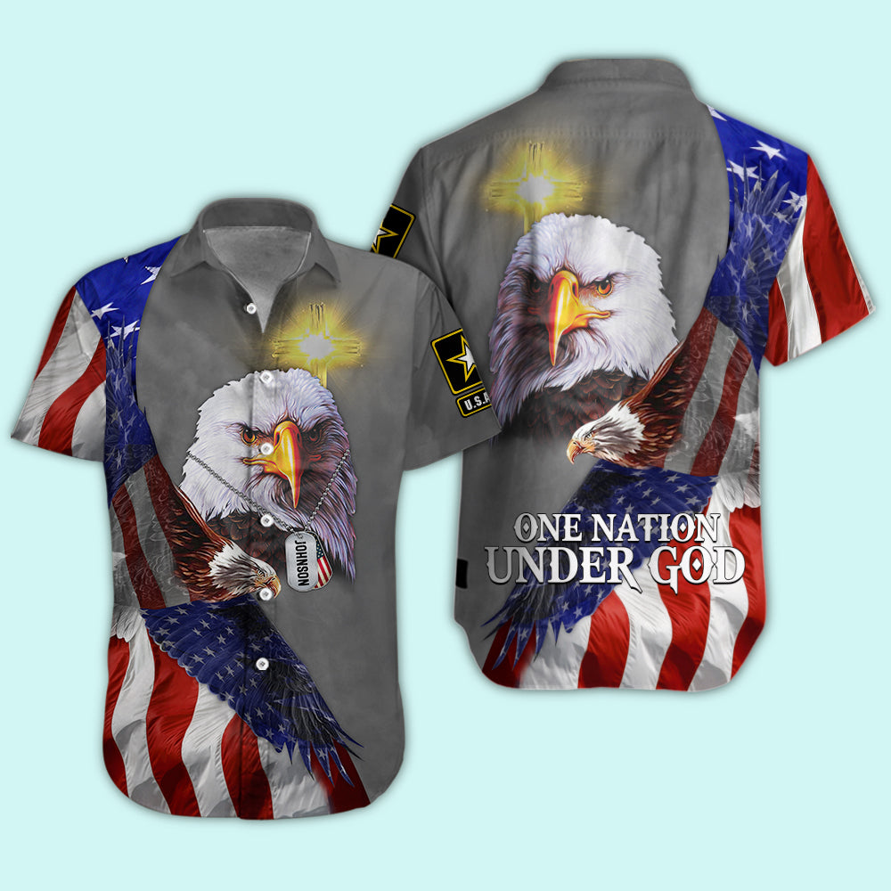 Veteran Custom Men Shirt One Nation Under God Personalized Gift