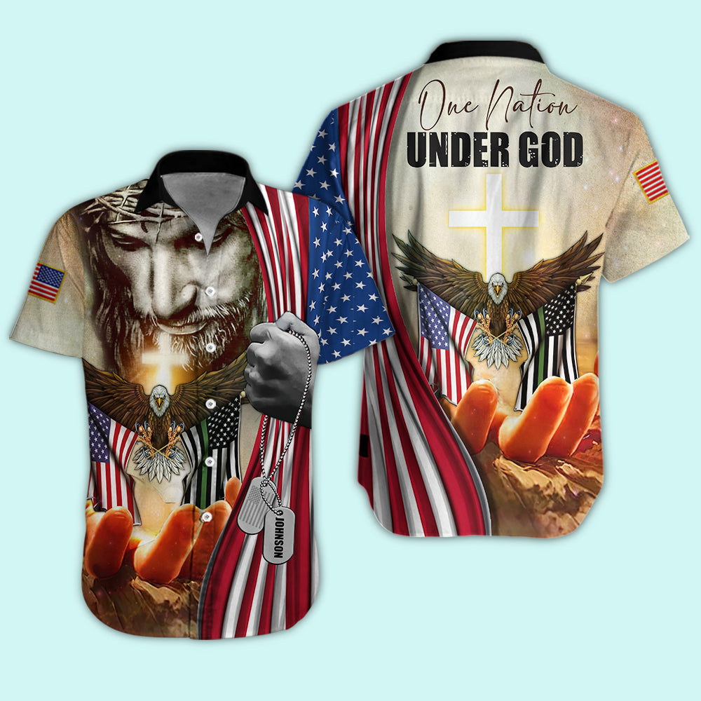 Veteran Custom Men Shirt One Nation Under God Personalized Gift