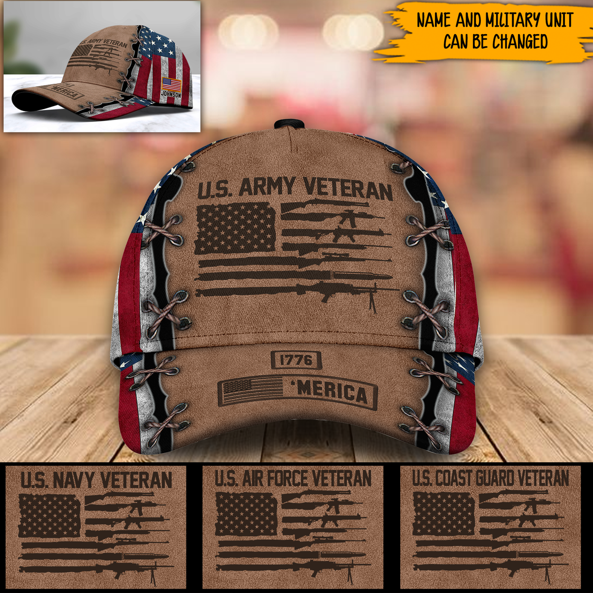 Veteran Custom Cap Military Gun Personalized Gift