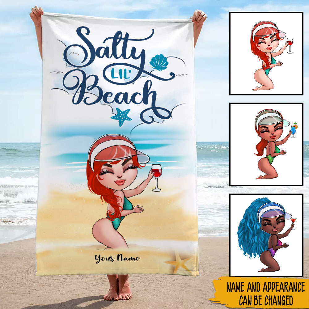 Bestie Custom Beach Towel Salty Lil Beach Personalized Gift