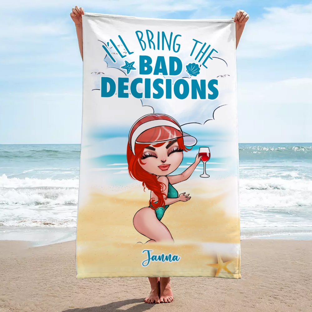 Bestie Custom Beach Towel I'll Bring The Alcohol Personalized Best Friend Gift