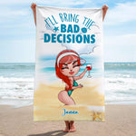 Bestie Custom Beach Towel I'll Bring The Alcohol Personalized Best Friend Gift