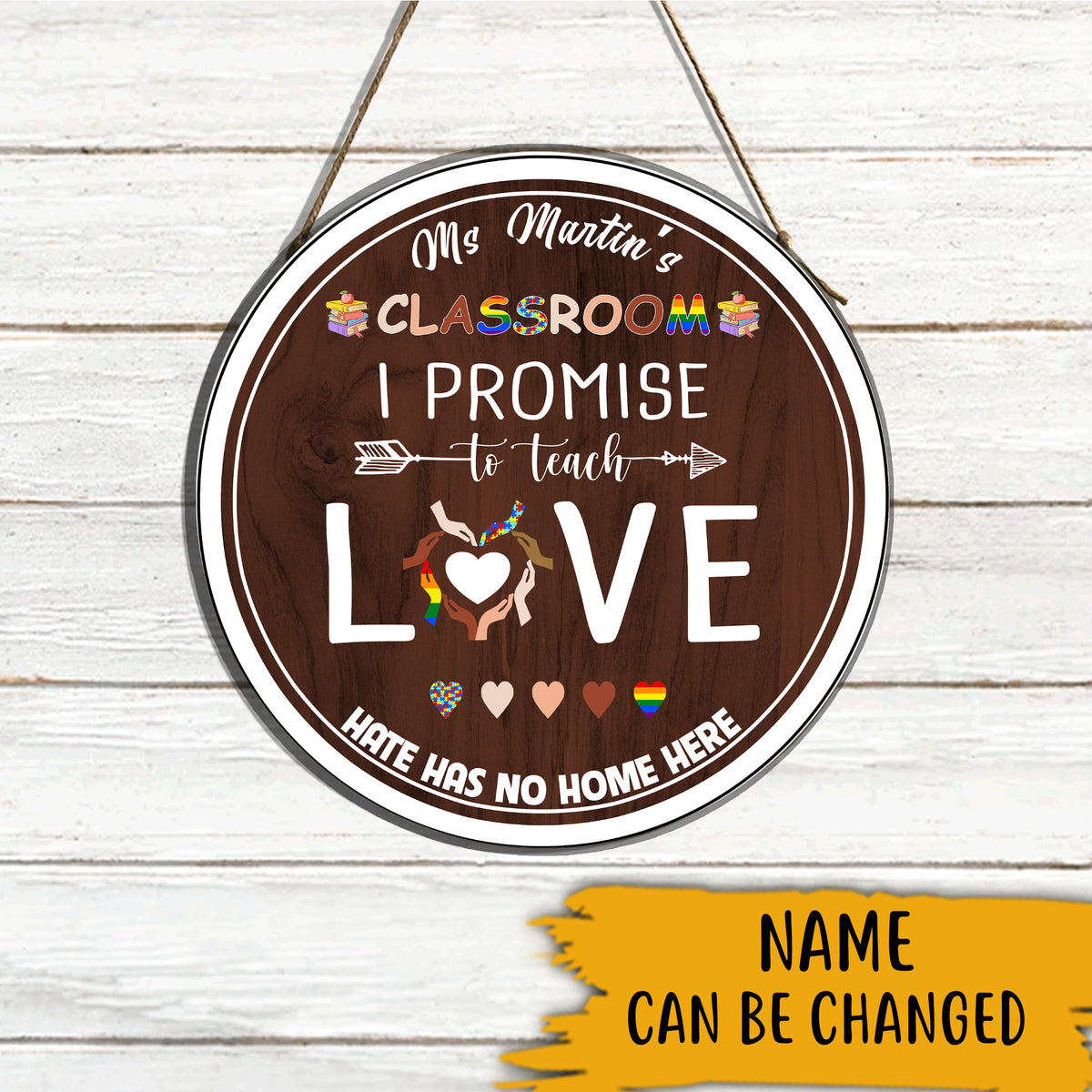 Teacher Custom Wood Sign This Teacher Promise Personalized Gift