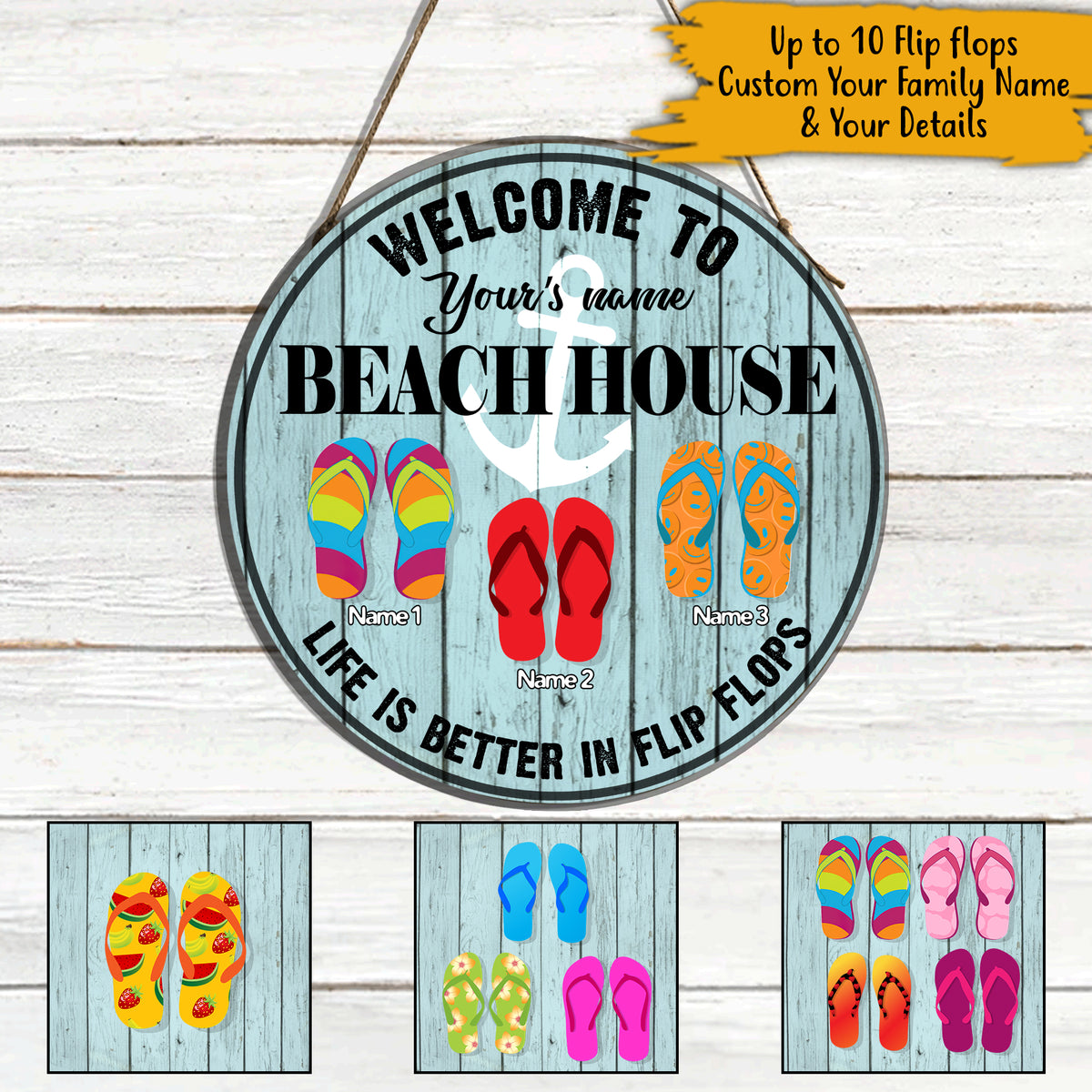 Beach Flip Flops Custom Wood Sign Life Is Better In Flip Flops Personalized Gift