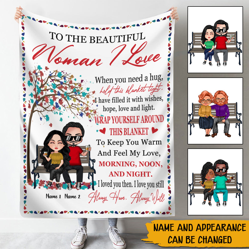 Couple Custom Blanket When You Need A Hug Hold This Tight I Loved You Then Personalized Anniversary Gift