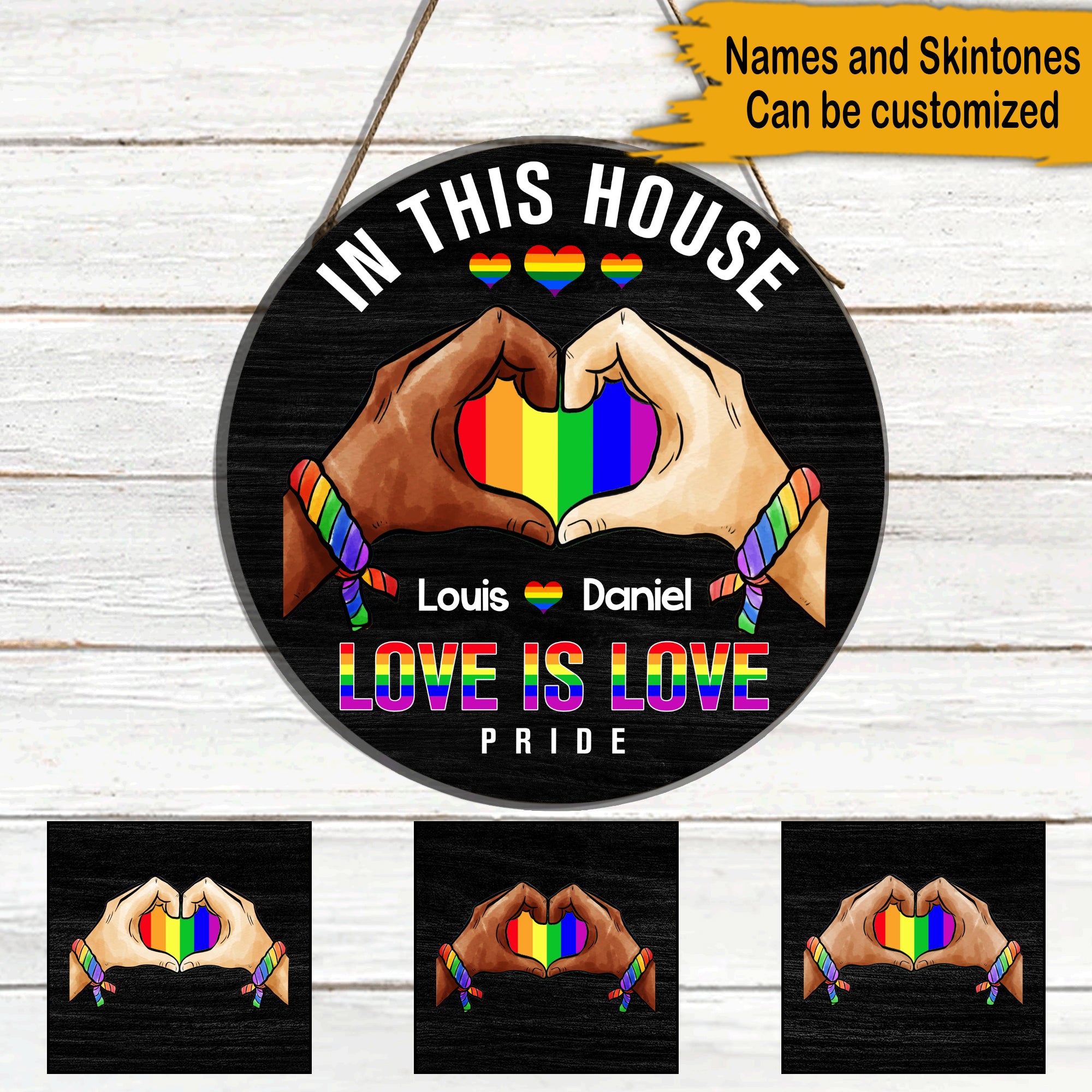 LGBT Couple Custom Wood Sign Love Is Love Personalized Gift