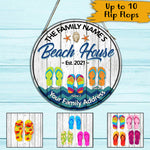 Beach Flip Flops Custom Wood Sign Welcome To Our Beach House Personalized Gift