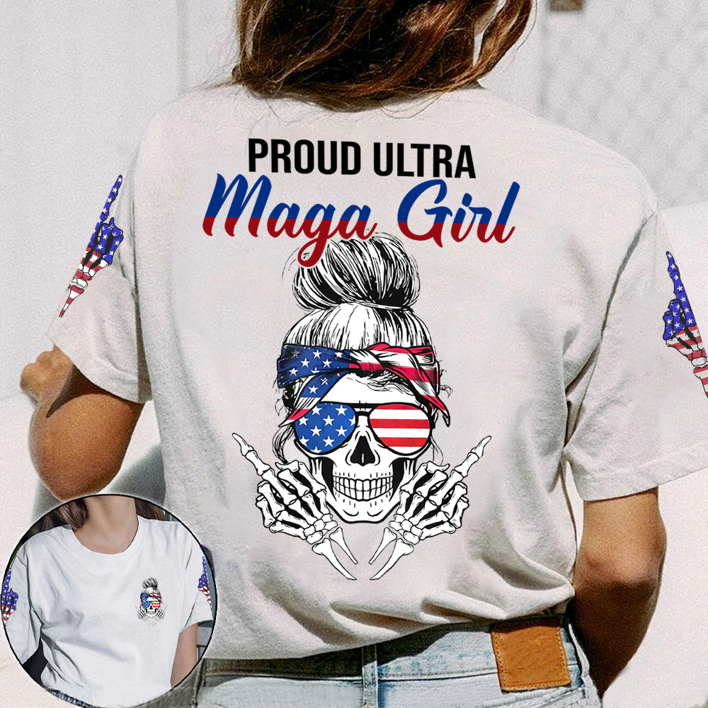 Patriotic Girl All Over Printed Shirt Proud Ultra Maga Girl