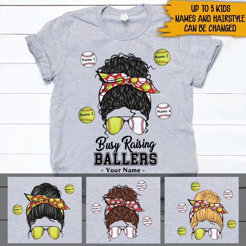 Mom Custom Shirt Busy Raising Ballers Personalized Shirt - PERSONAL84