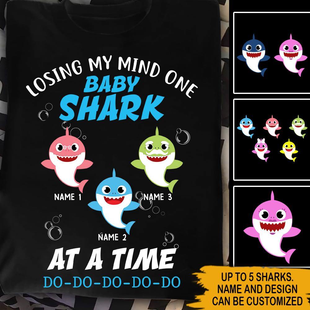 Mom Custom Shirt Losing My Mind One Baby Shark Personalized Gift - PERSONAL84