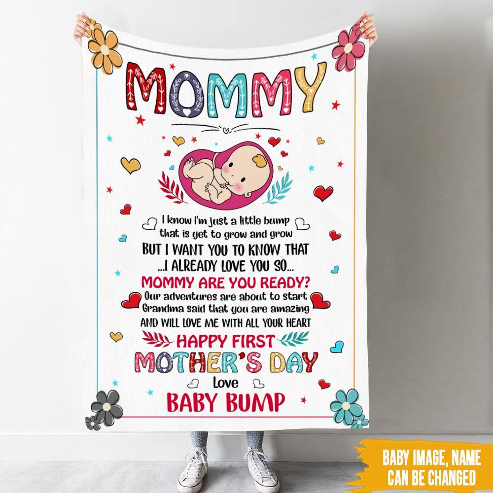 Mommy To Be Custom Blanket Happy First Mother's Day From Baby Bump Personalized Gift - PERSONAL84