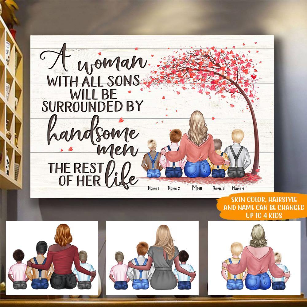 Mother Custom Poster A Woman With All Sons Mother's Day Personalized Gift - PERSONAL84