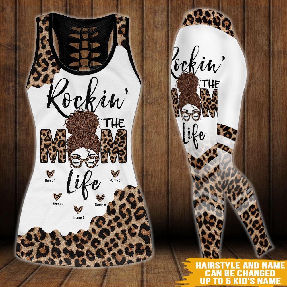 Mother Custom Tanktop And Legging Rockin The Mom Life Leopard Personalized Gift - PERSONAL84