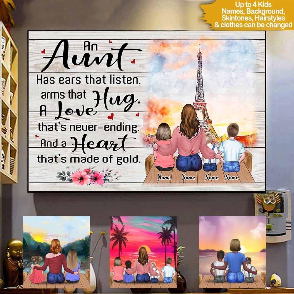 Mother's Day Auntie Custom Poster An Auntie Has Ears That Listen Arms That Hug Personalized Gift - PERSONAL84