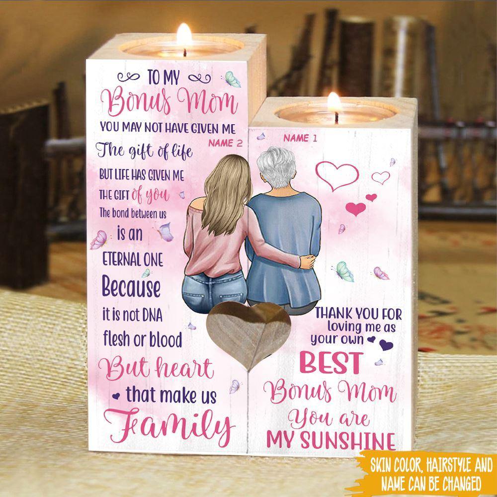 Mother's Day Custom Candlestick To My Bonus Mom You Are My Sunshine Personalized Gift - PERSONAL84