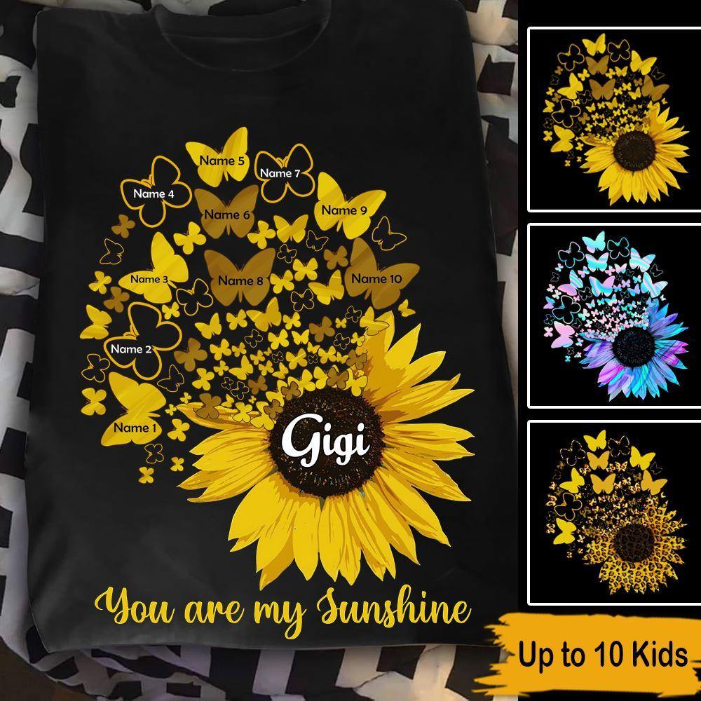 Mother's Day Custom T Shirt Sunflower Butterflies Personalized Gift - PERSONAL84