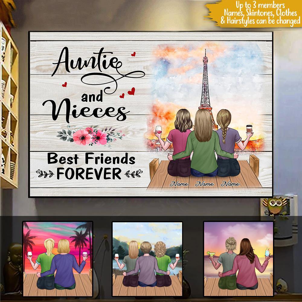 Mother's Day Family Custom Poster Auntie & Nieces Best Friends Forever Personalized Gift - PERSONAL84