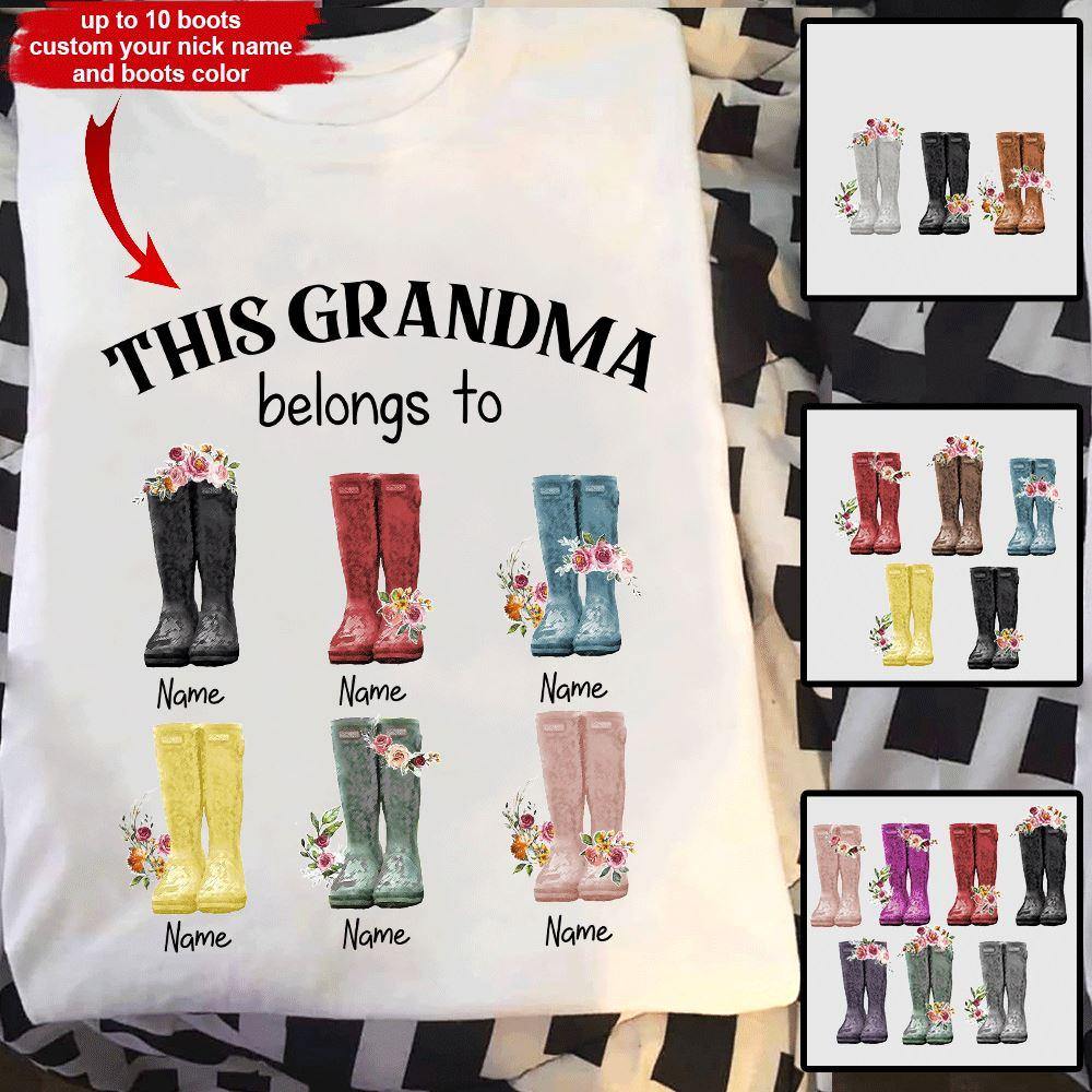 Mother's Day Grandma Custom T Shirt This Grandma Belongs To Gardening Boots Personalized Gift - PERSONAL84