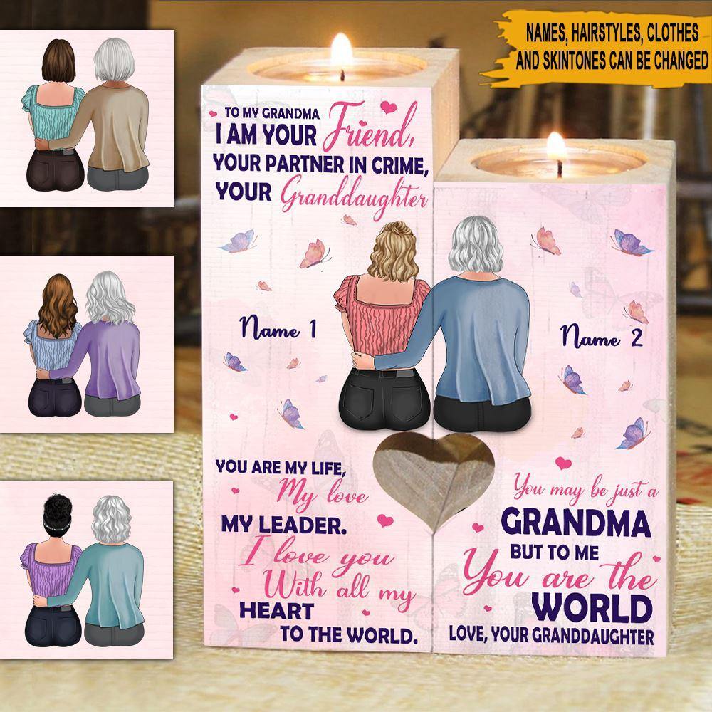 Mother's Day Grandparents Custom Wooden Candlestick I'm Your Friend Personalized Gift - PERSONAL84