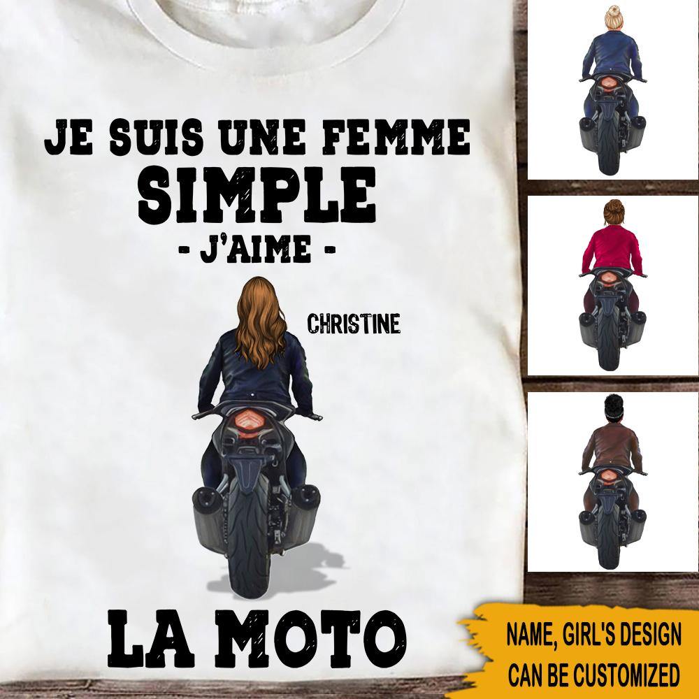 Moto Custom French T Shirt I Love Motorcycle Personalized Gift - PERSONAL84