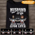 Motorcycle Custom T Shirt Husband And Wife Riding Partners For Life Personalized Gift - PERSONAL84