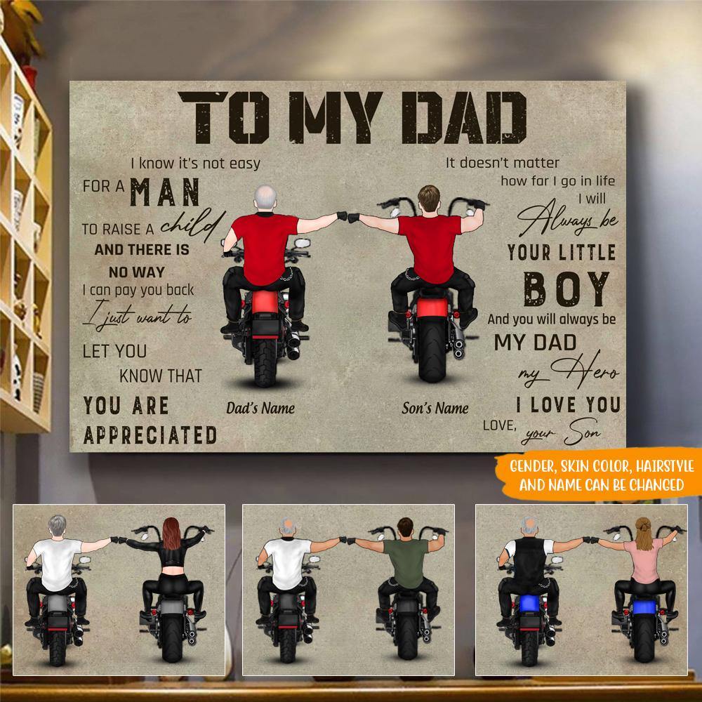 Motorcycle Dad Custom Poster To My Dad It's Not Easy For A Man To Raise A Child Father's Day Personalized Gift - PERSONAL84