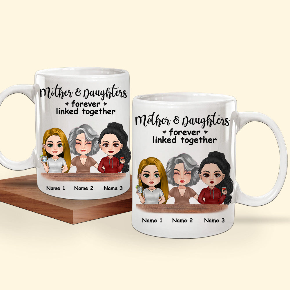 Mother & Daughters Forever Linked Together Mug - Personalized