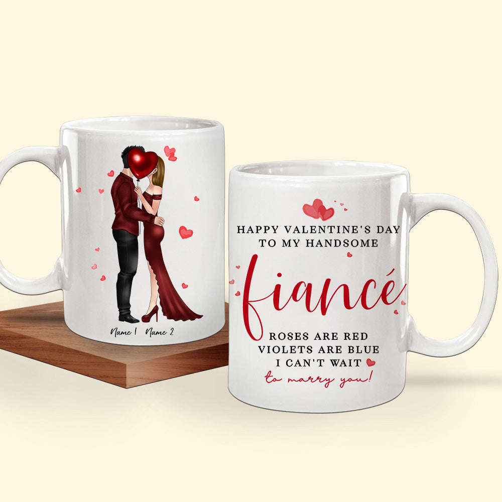Couple Custom Mug Fiance Can't Wait To Marry You Personalized Valentine's Gift For Her Him