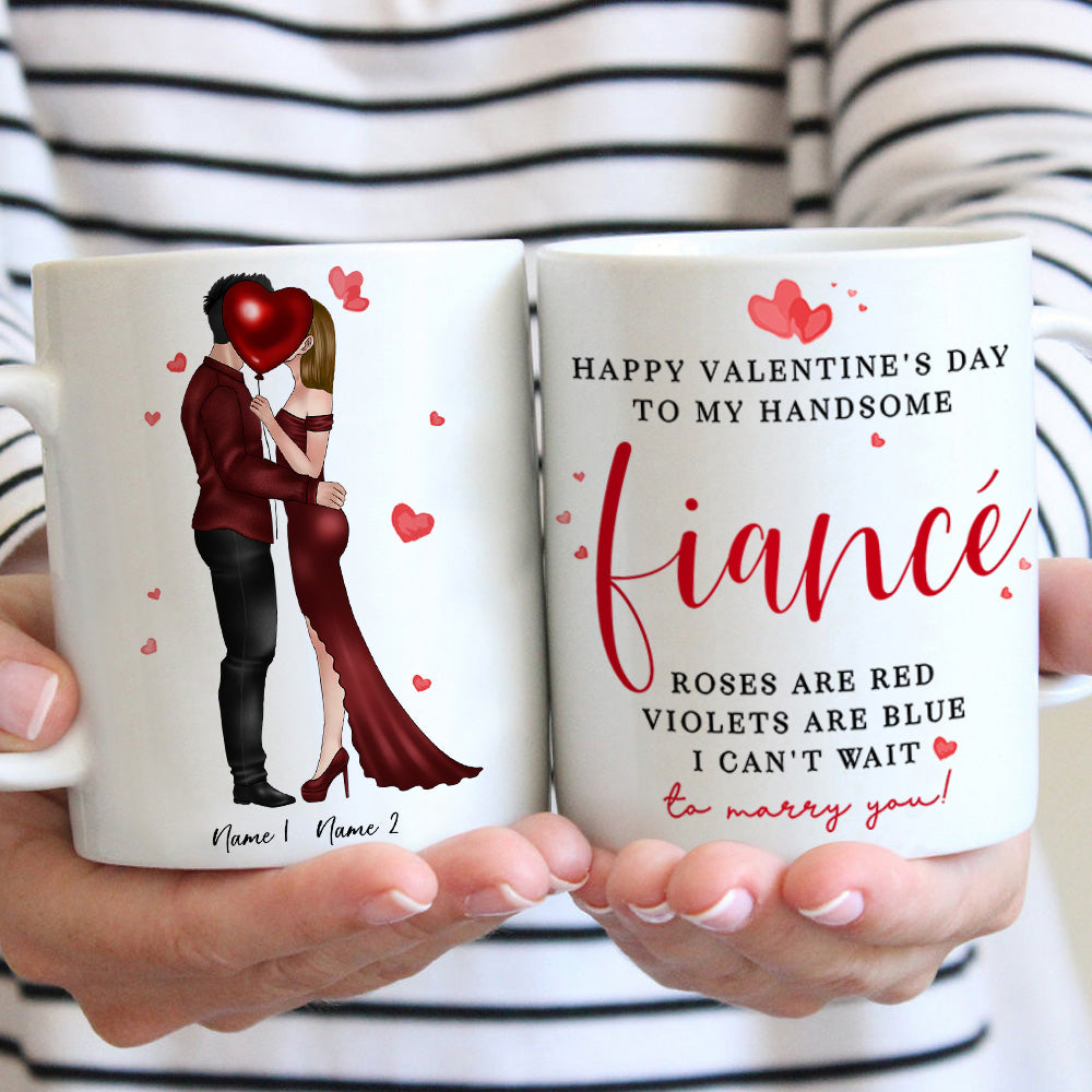 Couple Custom Mug Fiance Can't Wait To Marry You Personalized Valentine's Gift For Her Him