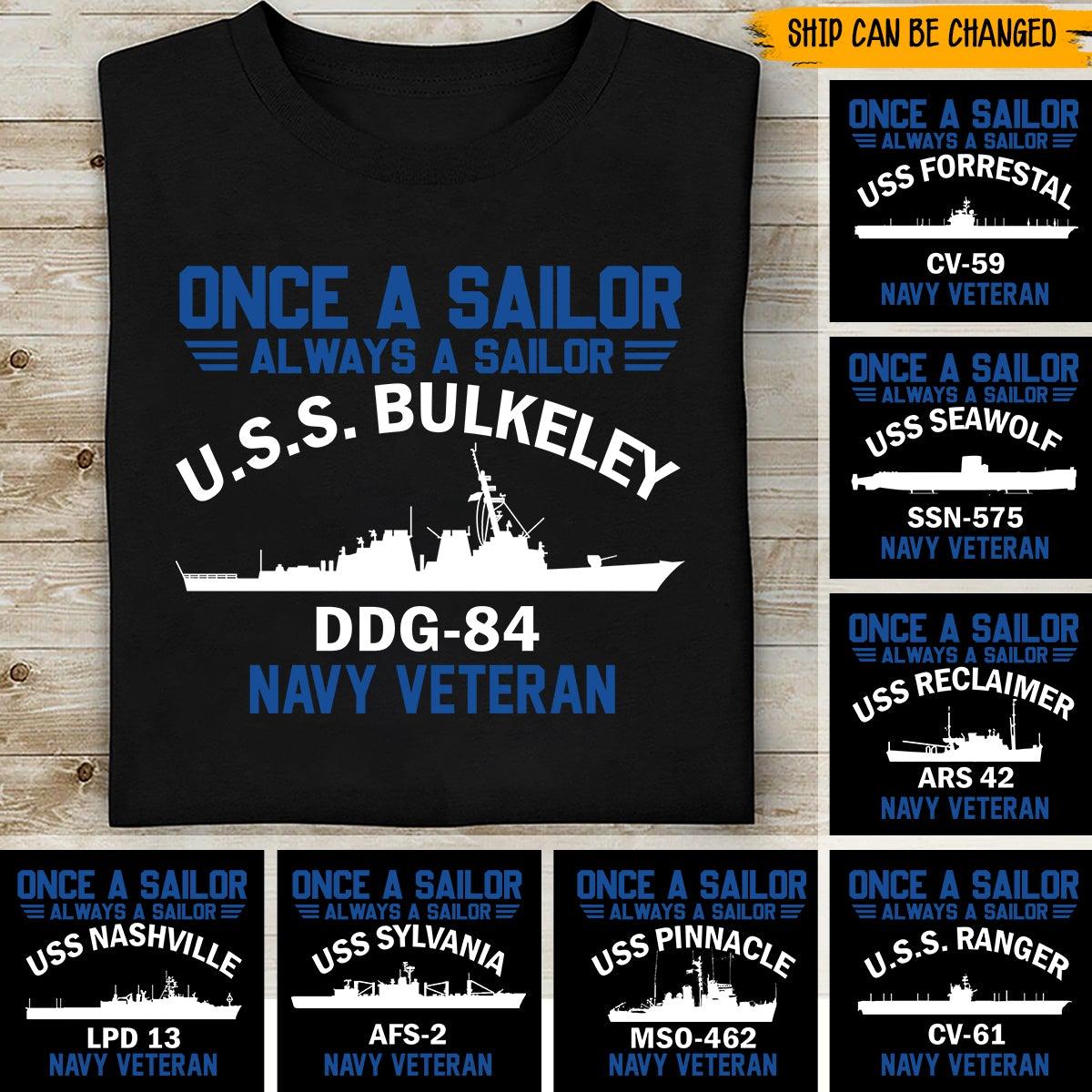 Navy Veteran Custom Shirt Once A Sailor Always A Sailor Personalized Gift - PERSONAL84
