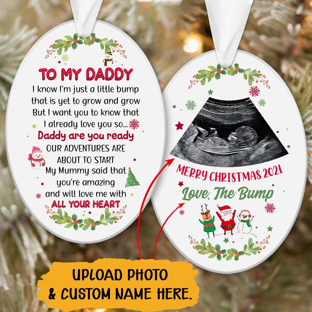New Dad Custom Christmas Ornament Daddy's Baby Bump Personalized Gift For Husband - PERSONAL84