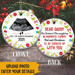 New Dad Custom Christmas Ornament Dear Daddy I'll Snuggle Up In Mommy's Tummy Personalized Gift For Dad To Be - PERSONAL84