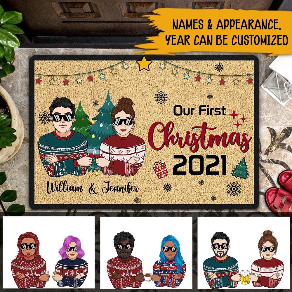 Newlywed Married Christmas Custom Doormat Our First Christmas Together Personalized Gift For Newlywed Couples - PERSONAL84