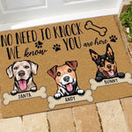 No Need To Knock We Know You Are Here Dog Doormat Personalized Dog Mud Mat, Dog Doormat For Muddy Paws - PERSONAL84