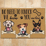 No Need To Knock We Know You Are Here Dog Doormat Personalized Dog Mud Mat, Dog Doormat For Muddy Paws - PERSONAL84