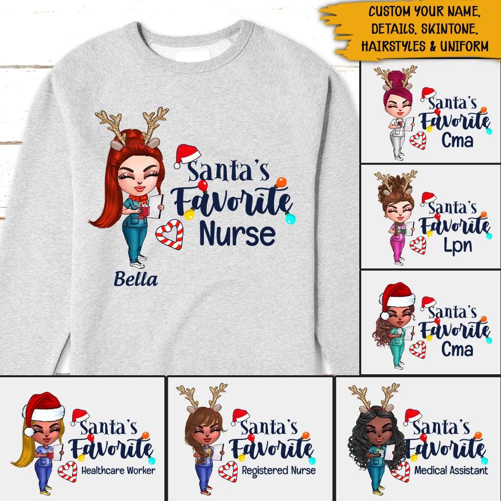 Nurse Custom Sweater Santa's Favorite Nurse Personalized Gift - PERSONAL84