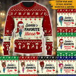 Nurse Custom Sweatshirt Santa's Favorite Nurse Christmas Personalized Gift - PERSONAL84