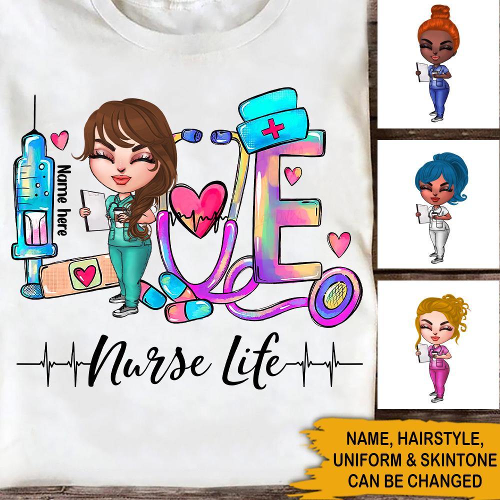 Nurse Custom T Shirt Love Nurse Life Personalized Gift - PERSONAL84