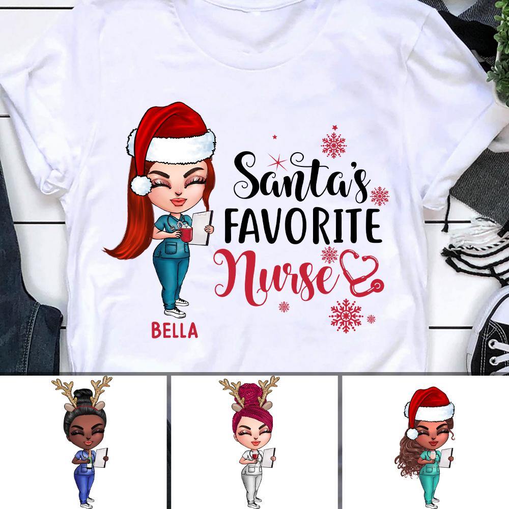 Nurse Custom T Shirt Santa's Favorite Nurse Christmas Personalized Gift - PERSONAL84
