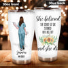 Nurse Custom Tumbler She Believed She Could Studied Her Ass Off Personalized Gift - PERSONAL84