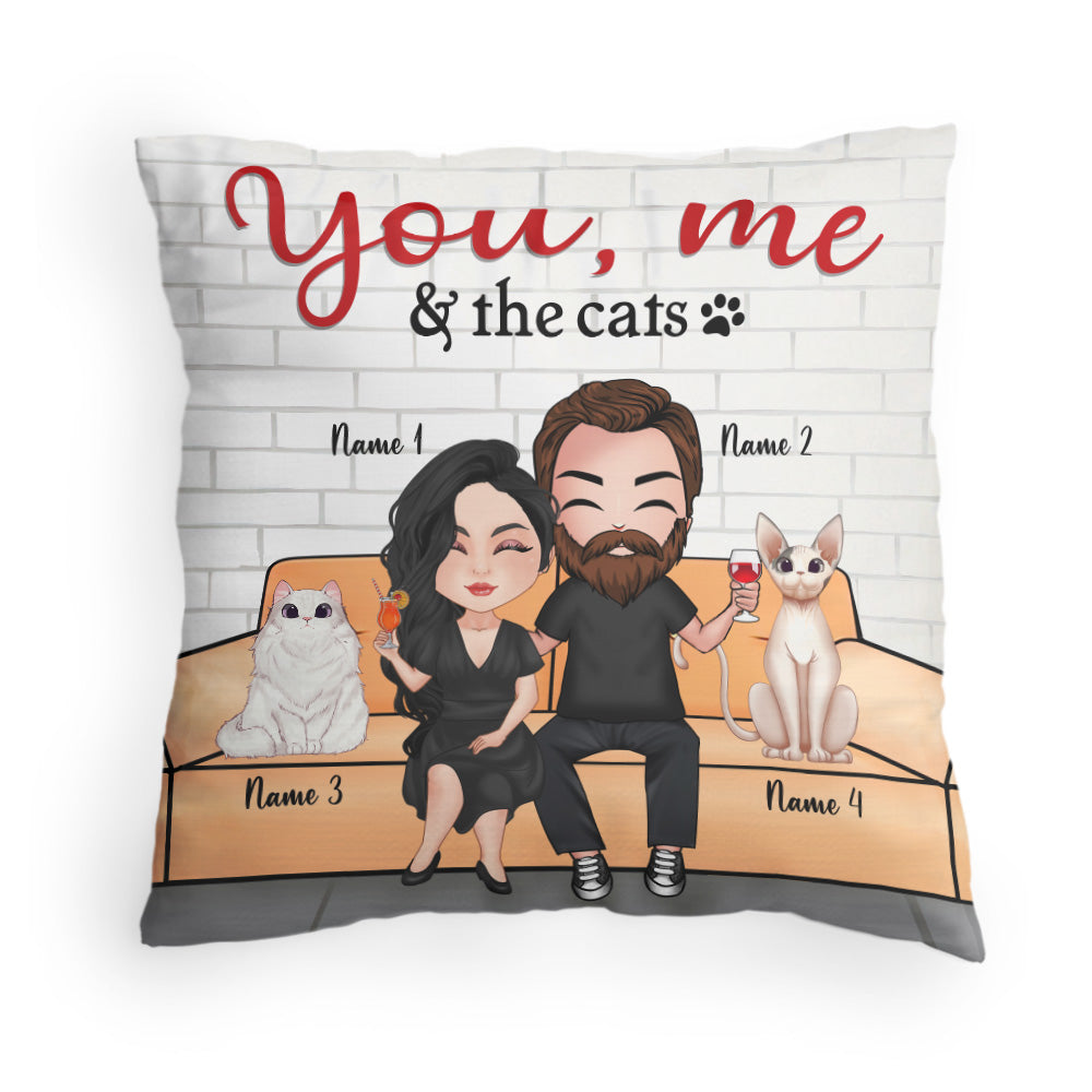 Cat Custom Pillow You Me And The Cat Couple Personalized Gift