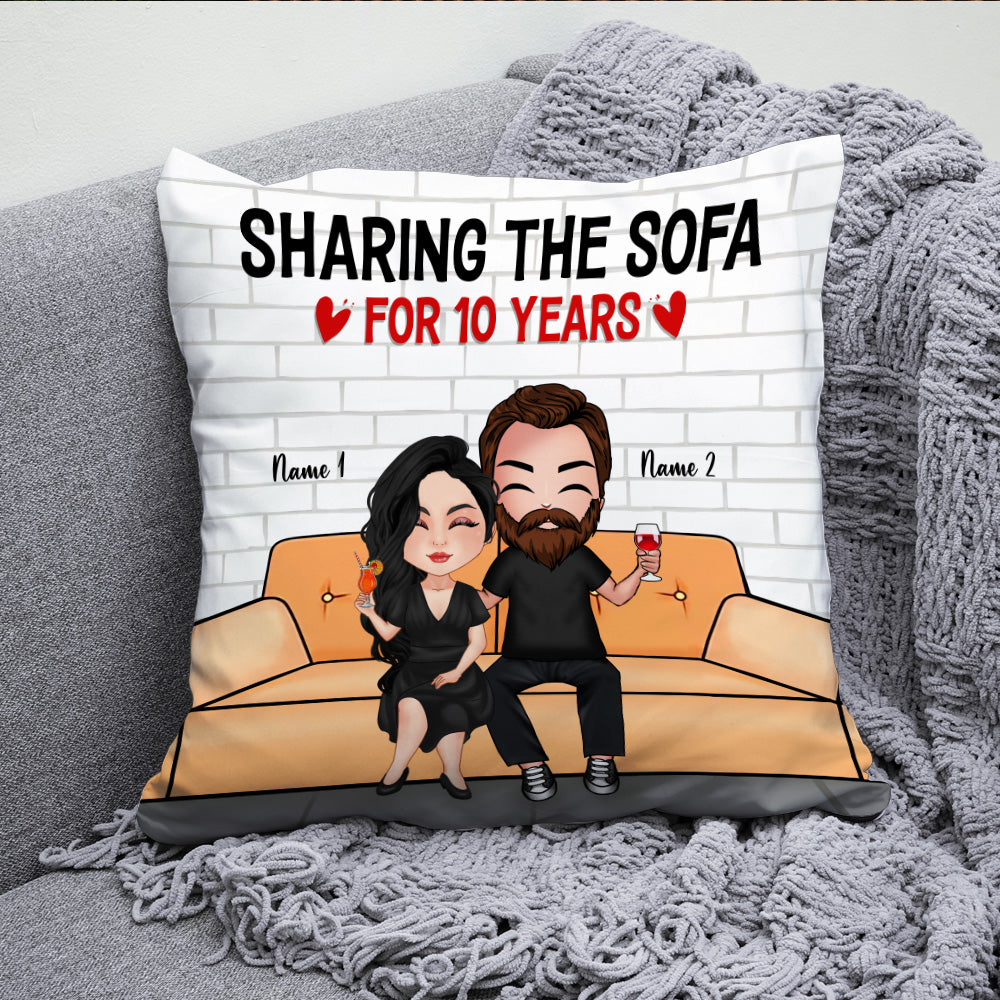 Couple Custom Pillow Sharing The Sofa Since Year Personalized Anniversary Gift For Him Her