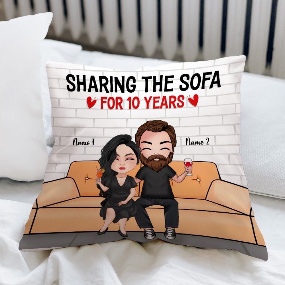 Couple Custom Pillow Sharing The Sofa Since Year Personalized Anniversary Gift For Him Her