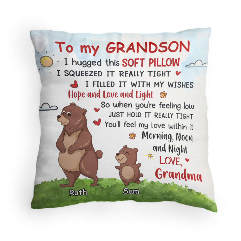 Grandma Custom Pillow Hugged This Feel My Love Within Bear Personalized Gift