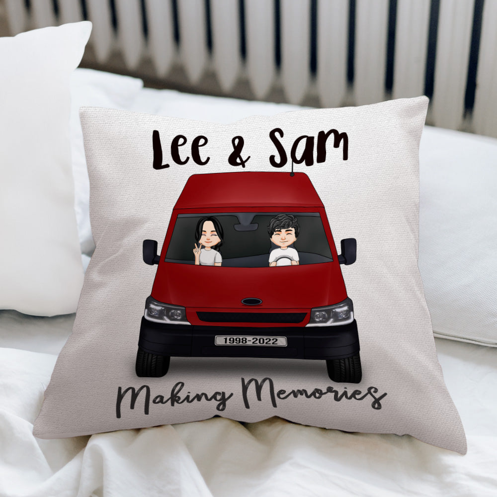 Camping Couple Custom Pillow Making Memories Motorhome Personalized Gift