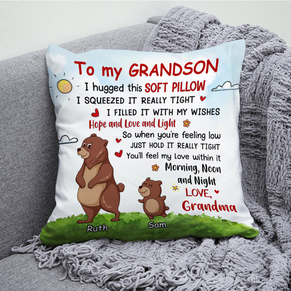 Grandma Custom Pillow Hugged This Feel My Love Within Bear Personalized Gift