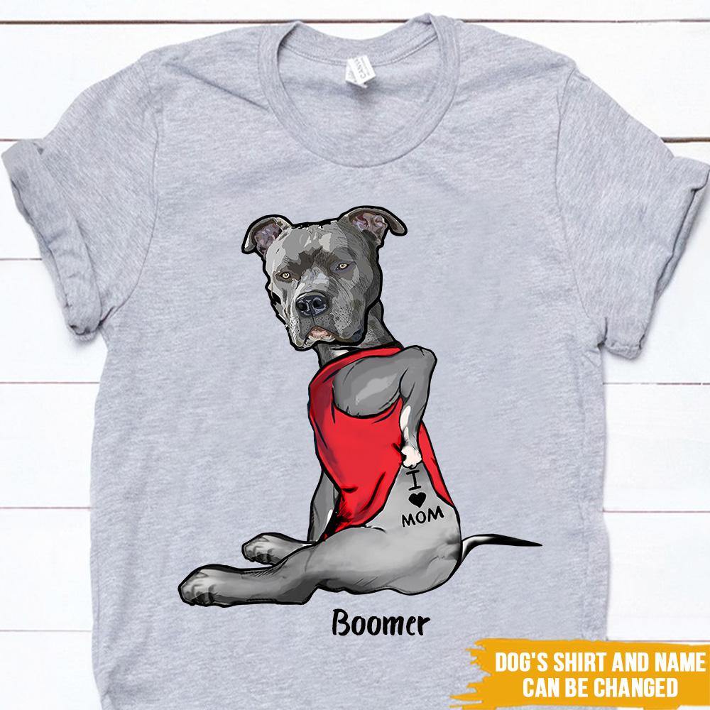 Pit Bull Custom T Shirt I Love Mom Personalized Gift - PERSONAL84